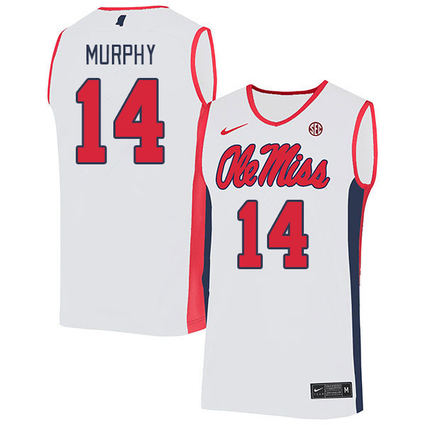 Ole Miss Rebels #14 Gavin Murphy College Basketball Jerseys Stitched Sale-White